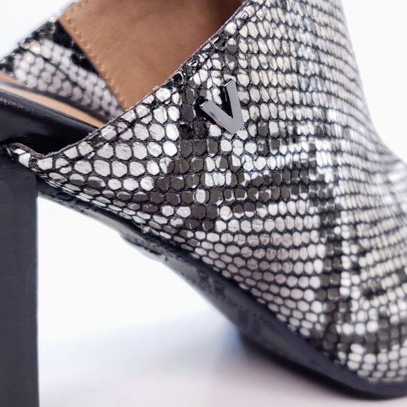 NIB Vionic Leather Snake Stacked Heel Peep Toe Slingback Bootie Women's … - Picture 6 of 10